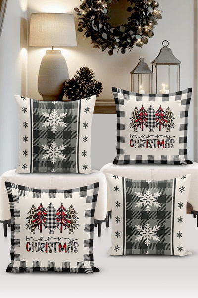Bertille Home Seria de Anul Nou, set de cu imprimeu huse de pernă digitale cu...