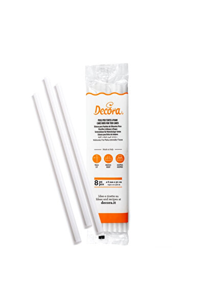 DECORA Set of 8 polypropylene cake sticks, Ø 08 x 30 cm
