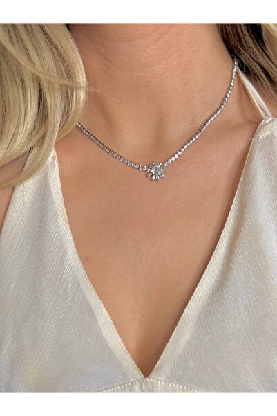YOUES JEWELRY ÇELİK DÖNMEYEN SU YOLU KOLYE ZİRKON TAŞLI KOLYE