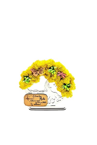 OEM Decorative Frame - Tree of Life with Stabilized Moss, Family Message, White, 15 cm