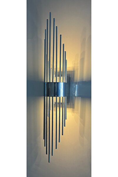 gaziantepavize Mercan Silver Gümüş Metal Pilli Aplik Günışığı Ledli Modern Duvar Lambası İç Mekan - Tek Adet