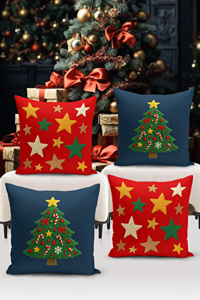 Bertille Home Seria de Anul Nou, set de cu imprimeu huse de pernă digitale cu...