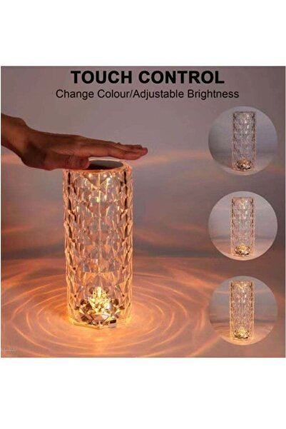 Without a mark مصباح طاولة كريستال روز الماسي مع جهاز تحكم عن بعد، قابل لإعاد...