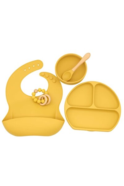 FAVEEZA set de hrănire pentru bebeluși - silicon cu bavețică, bol, farfurie d...
