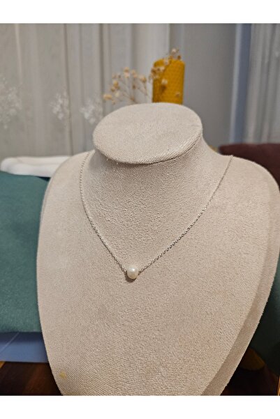 İNCİORA JEWELRY GERÇEK DOĞAL 8-9 mm TEK İNCİLİ ( A+ KALİTE) , GÜMÜŞ ZİNCİR KOLYE