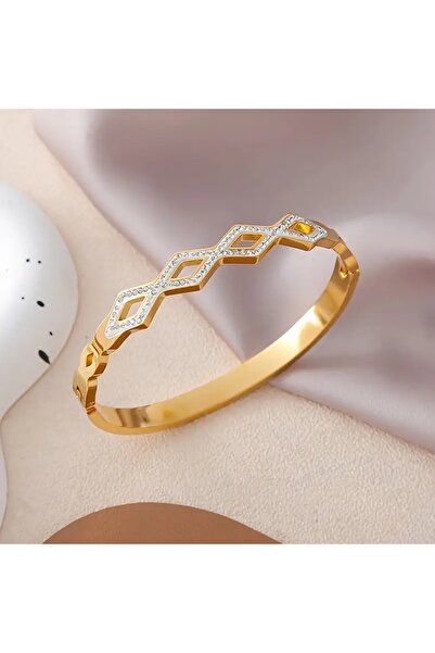 takantakana Steel Zircon Stone Inlaid Prism Bracelet, in Wooden Box