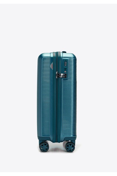 Wittchen Valiză mică bărbătească din policarbonat cu relief vertical, albastră, policarbonat albastru