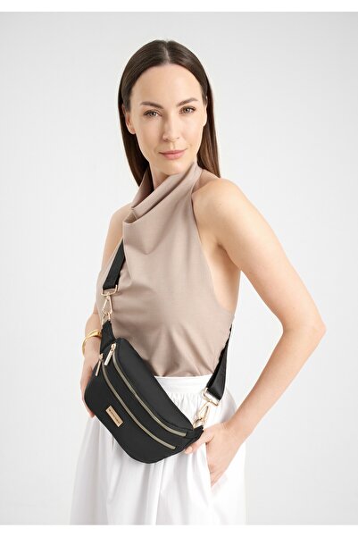 Wittchen Borsetă de damă din nailon cu curea reglabilă, neagră, din nailon