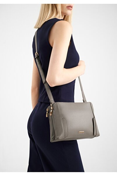 Wittchen Geantă crossbody pentru femei cu două compartimente gri și auriu gri...