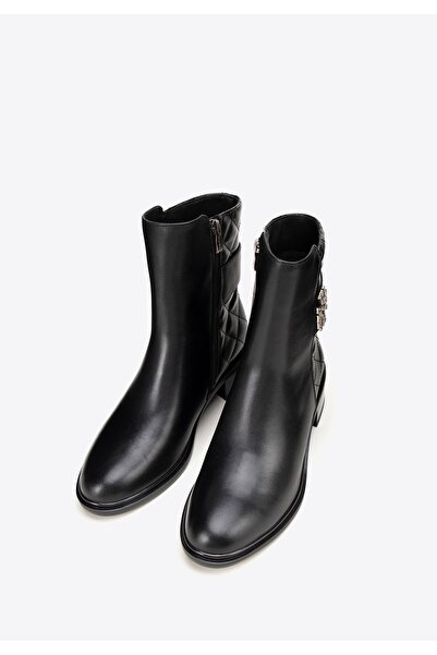 Wittchen Ghete Chelsea din piele matlasată pentru femei, negre, din piele