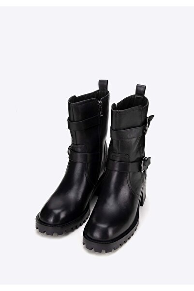 Wittchen Ghete Chelsea din piele pentru femei cu catarame, negre, piele