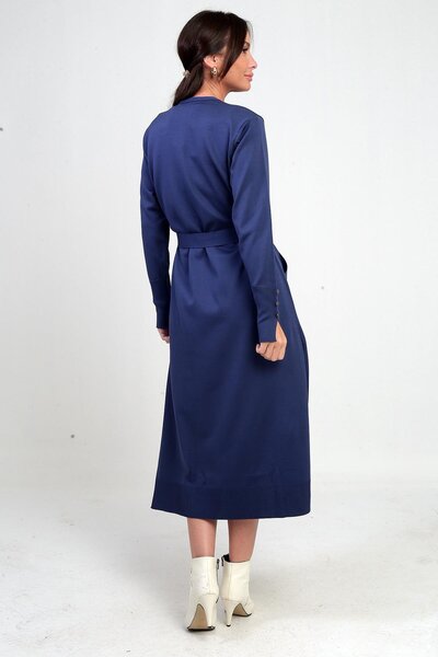 By Saygı Women's Long Cardigan with Button Detail on the Sleeves, Pockets, and Side Slits