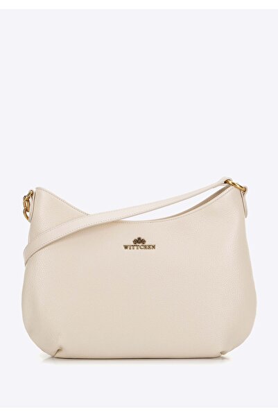 Wittchen Women's Leather Shoulder Bag with Chain, Cream, Cream, Leather