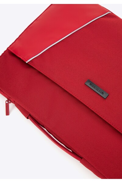Wittchen Women's 15" Laptop Sleeve with Diagonal Stitching, Cherry Red Polyester