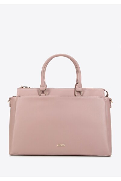 Wittchen Geantă de laptop pentru femei de 15,6'', din piele, roz