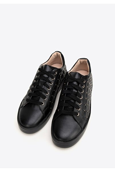 Wittchen Teniși din piele pentru femei cu partea superioară matlasată, negri,...