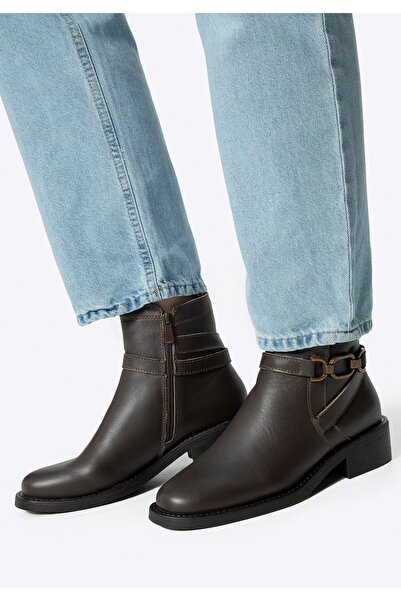 Wittchen Ghete Chelsea din piele pentru femei cu lanț decorativ, maro, piele