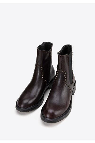 Wittchen Ghete Chelsea din piele pentru femei cu nituri decorative, piele maro