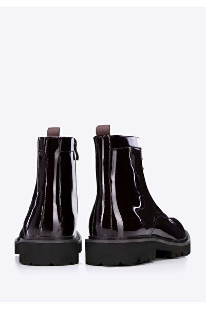 Wittchen Men's patent leather combat boots, burgundy, burgundy patent leather