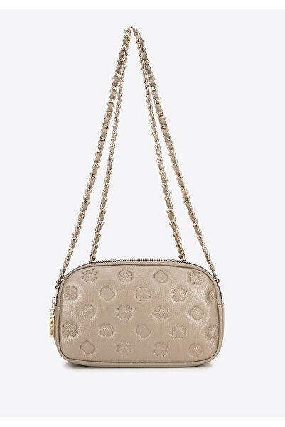 Wittchen Women's Leather Crossbody Bag with Chain, Beige, Leather