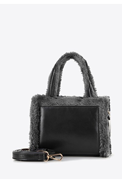 Wittchen Valiză din piele pentru femei, tivită cu blană, gri, piele gri