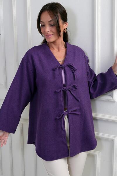 By Saygı Women's Front Lace-Up 3 Thread Cashmere Cardigan