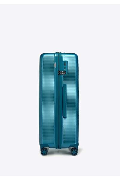 Wittchen Valiză mare pentru bărbați din policarbonat cu relief vertical, albastră, policarbonat albastru