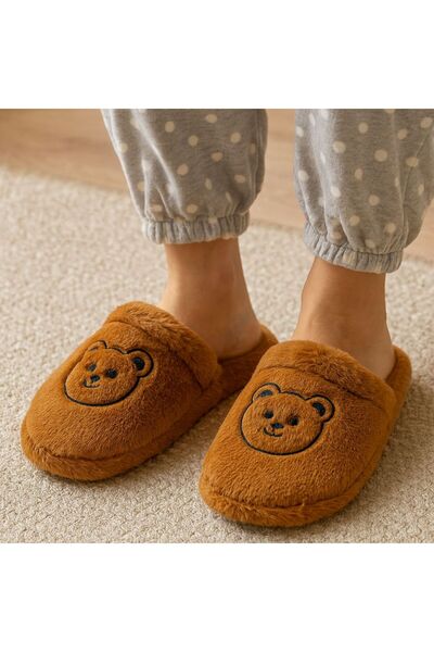 ALB TERLİK AYAKKABI SAN. TİC. LTD. ŞTİ. Cute Women's Plush Teddy Bear House Slippers – Warm Lightweight, Non-Slip, and Soft Comfort