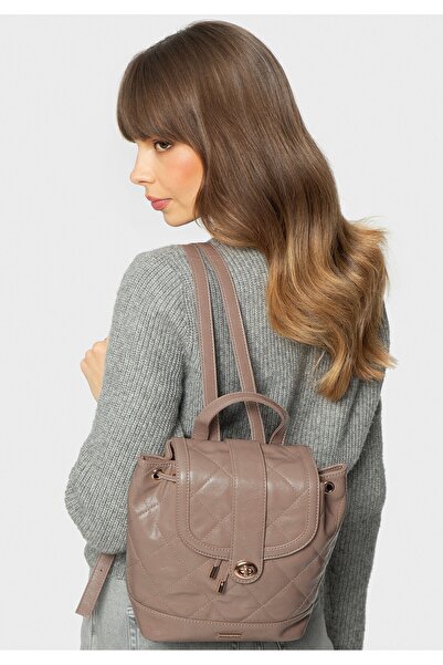 Wittchen Women's backpack made of -leather with geometric stitching, beige, b...