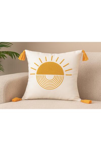 SWITA Comfort Series Punch Embroidered Linen Throw Pillow Cover 43X43 cm