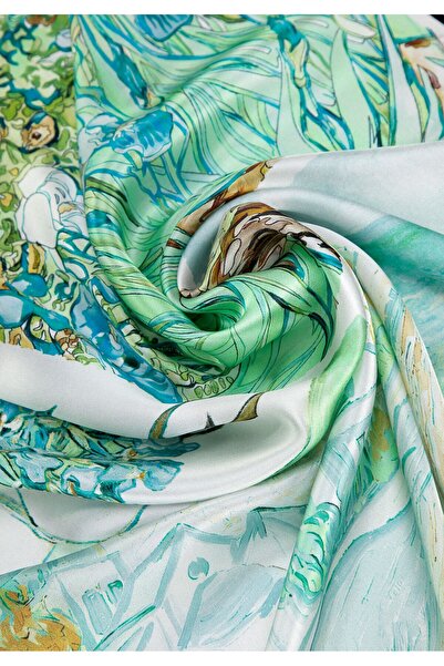 Wittchen EČarfÄ de mÄtase pentru femei cu modele albastre Či verzi, mÄtase albastrÄ Či verde
