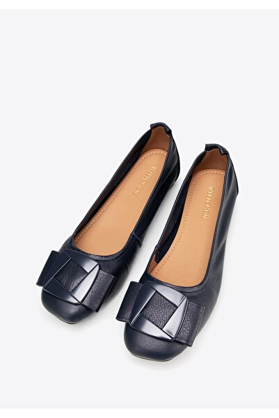 Wittchen Balerini damă din piele moale cu cataramă geometrică, bleumarin, piele