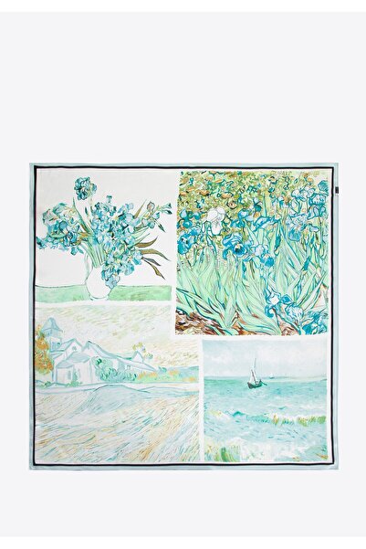 Wittchen EČarfÄ de mÄtase pentru femei cu modele albastre Či verzi, mÄtase albastrÄ Či verde