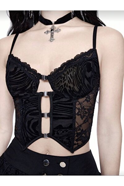 DarkellaStore Gothic Punk Lace-Up Design Bustier Halloween Costume