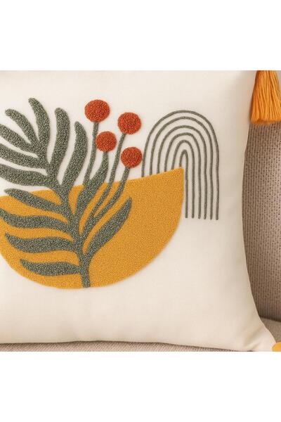 SWITA Comfort Series Punch Embroidered Linen Throw Pillow Cover 43X43 cm