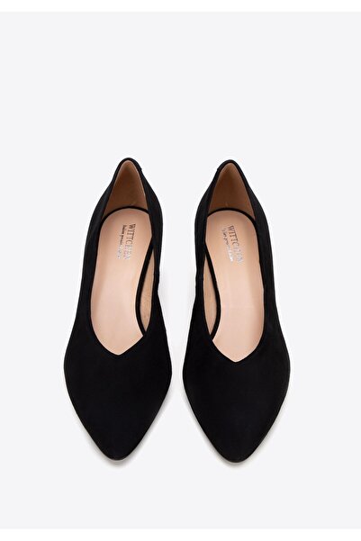 Wittchen Women's Suede Pumps with Cutout Heel, Black, Suede Leather