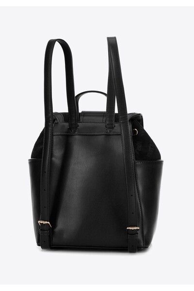 Wittchen Rucsac de damă din piele cu inserție din material textil, negru, neg...