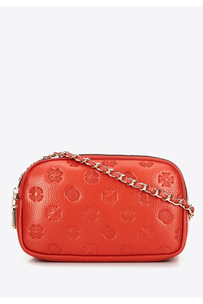 Wittchen Women's Leather Crossbody Bag with Chain, Orange, Leather