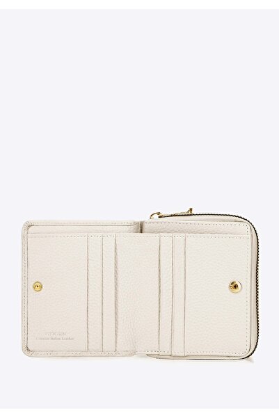 Wittchen Women's Leather Wallet with Embossed Off-White Texture, Off-White Leather