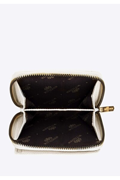 Wittchen Women's Leather Wallet with Embossed Off-White Texture, Off-White Leather