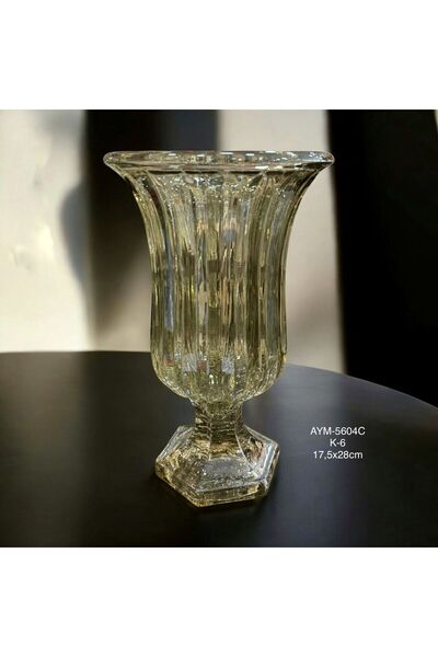Lunara Kristal Model Çizgi Detay Cam Vazo 17,5x28cm