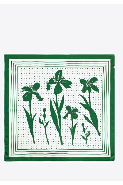 Wittchen Eșarfă de mătase pentru femei cu modele crem și verzi, mătase crem și verde