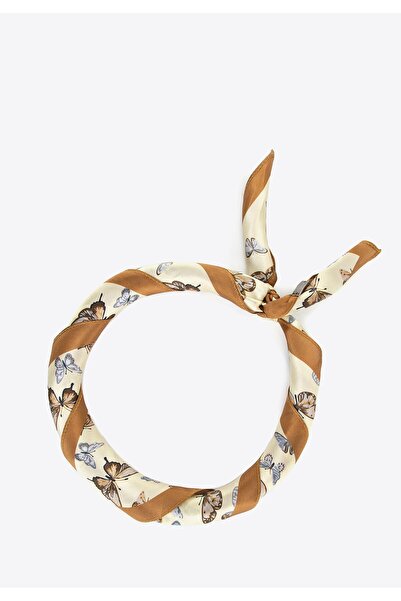 Wittchen Eșarfă de mătase pentru femei cu modele crem și maro, mătase crem și maro