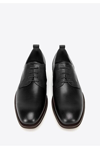 Wittchen Men's leather shoes with a geometric pattern, black, leather