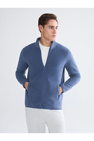 LC Waikiki Mg Trenden Blue Mock Neck Long Sleeve Fleece Men's Zippered Sweats...