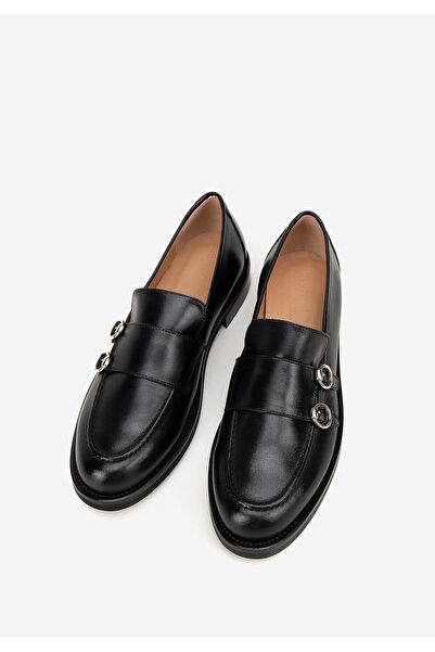 Wittchen Mocasini din piele pentru femei cu încuietoare metalică, piele neagră