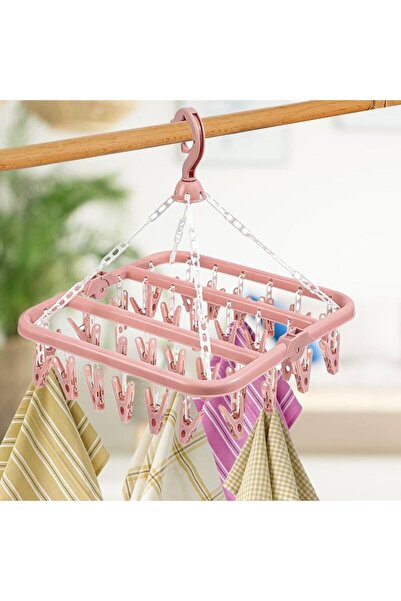 Generic Foldable clothes hanger with clips for drying small clothes.