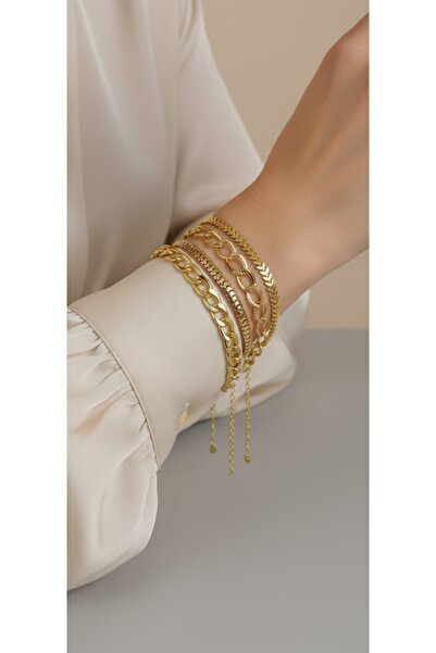 KOBA Altın Kaplama Kadın Dörtlü Kombin Bileklik Seti