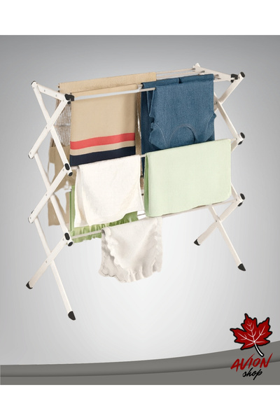AVION-SHOP Glamour Taşınabilir Pratik Akordiyon Çamaşır Kurutmalığı Beyaz 100 cm