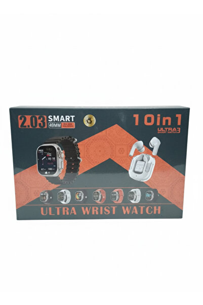 ULTRA 10-in-1 Display: 49MM Smart Watch with 2.03" Display | With Earphones, 7 Colorful Straps & Charging Cable.